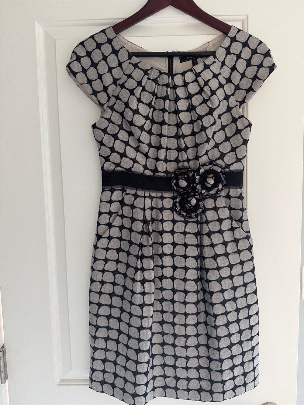 BCBG Maxazria Black and Gray Dot Dress